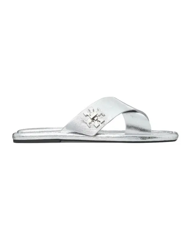 Tory Burch Crisscross Metallic Medallion Slide Sandals