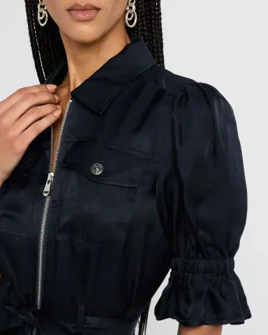 Cinq à Sept Holly Puff-Sleeve Zip-Front Mini Dress | Thumbnail 5 Cinq à Sept Holly Puff-Sleeve Zip-Front Mini Dress | Thumbnail 5