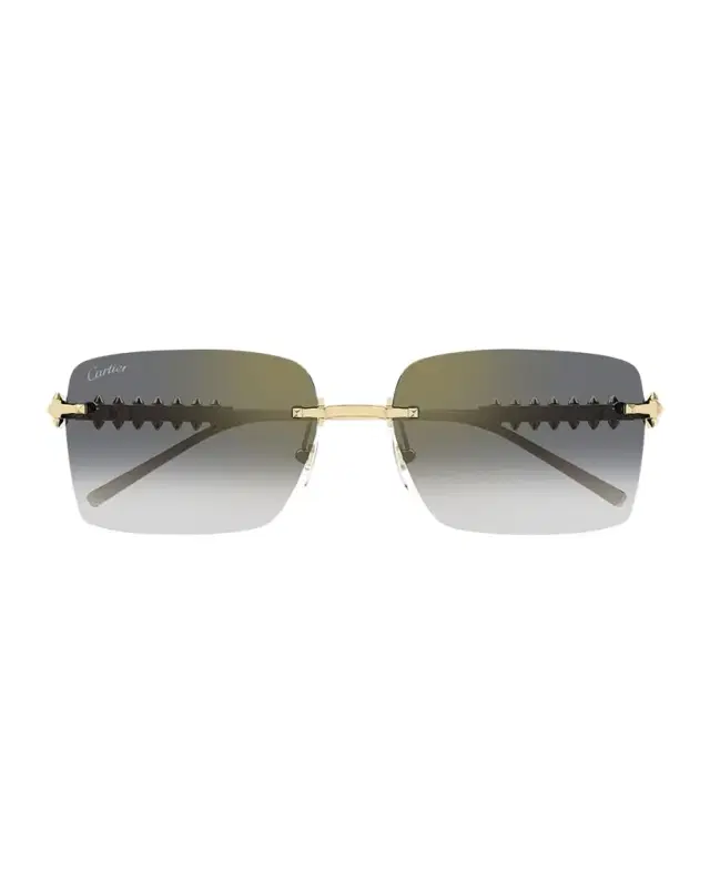 Cartier Rimless Metal Rectangle Sunglasses