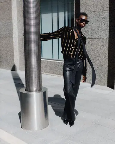 L 'AGENCE Clayton Coated Wide-Leg Jeans | Thumbnail 2 L 'AGENCE Clayton Coated Wide-Leg Jeans | Thumbnail 2