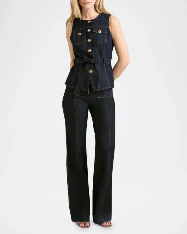 Cinq à Sept Reenee Belted Denim Vest | Thumbnail 2