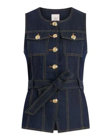 Cinq à Sept Reenee Belted Denim Vest | Thumbnail 1