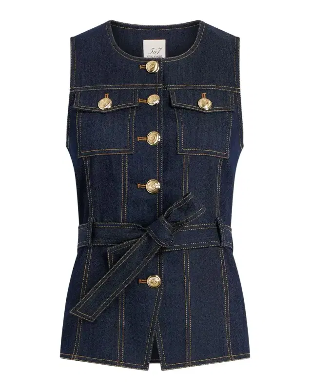 Reenee Belted Denim Vest