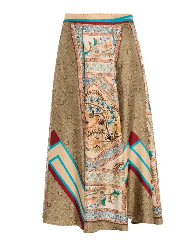 Pierre-Louis Mascia Printed A-Line Silk Midi Skirt