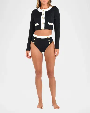 L'AGENCE Adaline Colorblock Chic Swim Cardigan | Thumbnail 2 L'AGENCE Adaline Colorblock Chic Swim Cardigan | Thumbnail 2