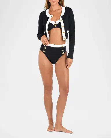 L'AGENCE Adaline Colorblock Chic Swim Cardigan | Thumbnail 4 L'AGENCE Adaline Colorblock Chic Swim Cardigan | Thumbnail 4