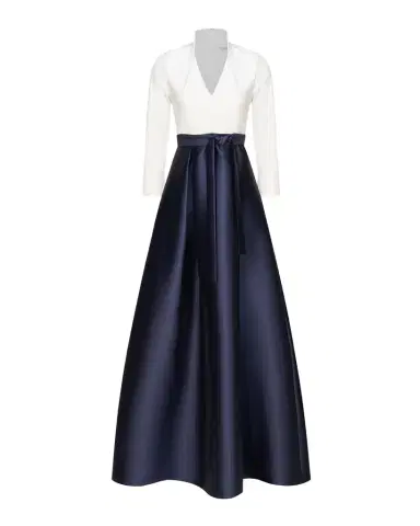 Kay Unger New York Phoebe 3/4-Sleeve Collared Poplin A-Line Gown | Thumbnail 1 Kay Unger New York Phoebe 3/4-Sleeve Collared Poplin A-Line Gown | Thumbnail 1