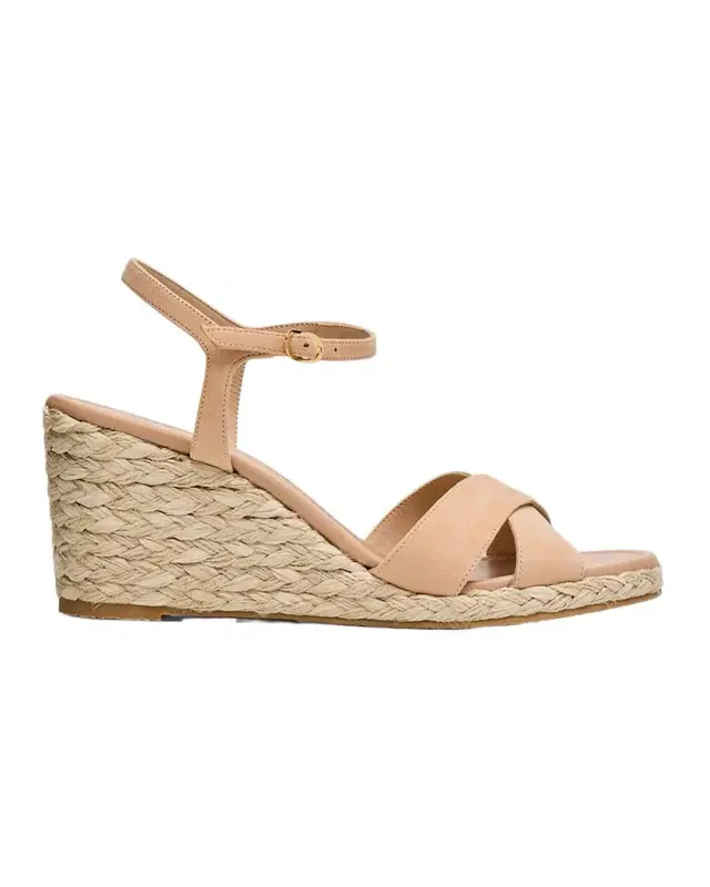 Stuart Weitzman Dayna Suede Crisscross Wedge Espadrilles