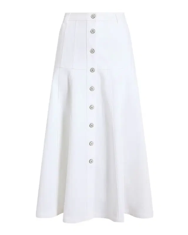 Cinq a Sept Veena Button-Front Midi Skirt