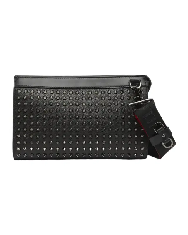 Christian Louboutin Men 's Funky Leather Empire Spikes Crossbody Bag