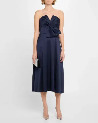Aidan Mattox Strapless Bow-Front Stretch Mikado Midi Dress | Thumbnail 2 Aidan Mattox Strapless Bow-Front Stretch Mikado Midi Dress | Thumbnail 2