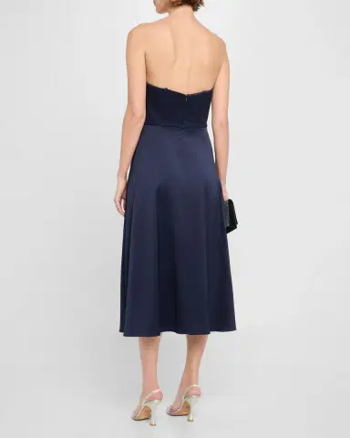 Aidan Mattox Strapless Bow-Front Stretch Mikado Midi Dress | Thumbnail 3 Aidan Mattox Strapless Bow-Front Stretch Mikado Midi Dress | Thumbnail 3