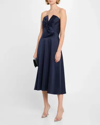 Aidan Mattox Strapless Bow-Front Stretch Mikado Midi Dress | Thumbnail 4 Aidan Mattox Strapless Bow-Front Stretch Mikado Midi Dress | Thumbnail 4