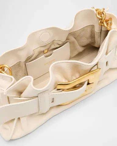 Balmain Anthem Mini Buckle Shoulder Bag in Calfskin Leather | Thumbnail 3