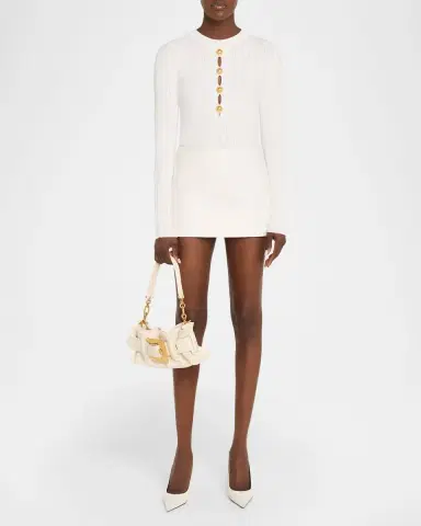 Balmain Anthem Mini Buckle Shoulder Bag in Calfskin Leather | Thumbnail 4