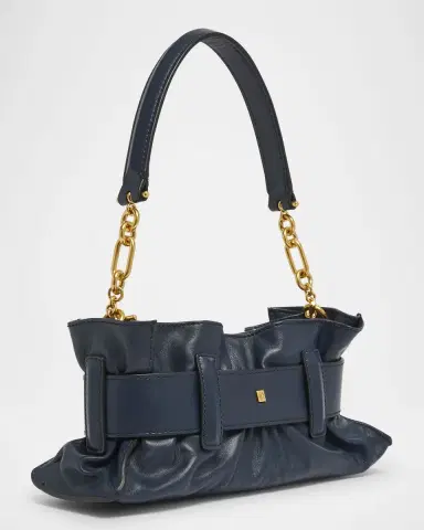 Balmain Anthem Mini Buckle Shoulder Bag in Calfskin Leather | Thumbnail 7
