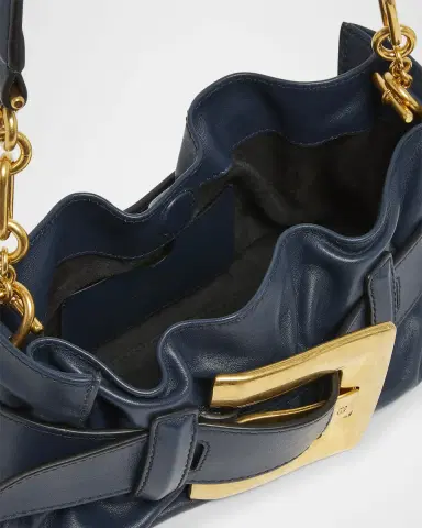 Balmain Anthem Mini Buckle Shoulder Bag in Calfskin Leather | Thumbnail 8