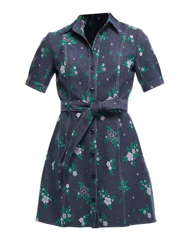 Shoshanna Archie Floral-Print Denim Mini Dress
