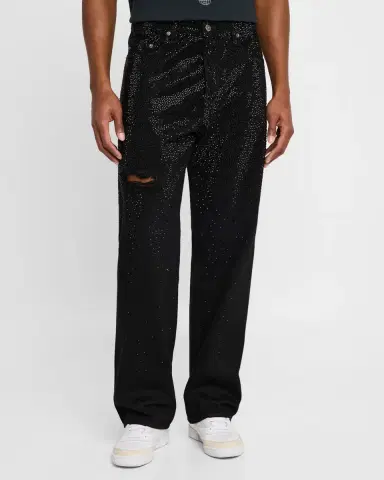 Golden Goose Men 's Allover-Crystal Loose Skate Jeans | Thumbnail 4