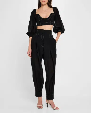 Philosophy di Lorenzo Serafini Puff-Sleeve Crop Blouse | Thumbnail 2