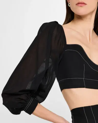 Philosophy di Lorenzo Serafini Puff-Sleeve Crop Blouse | Thumbnail 5