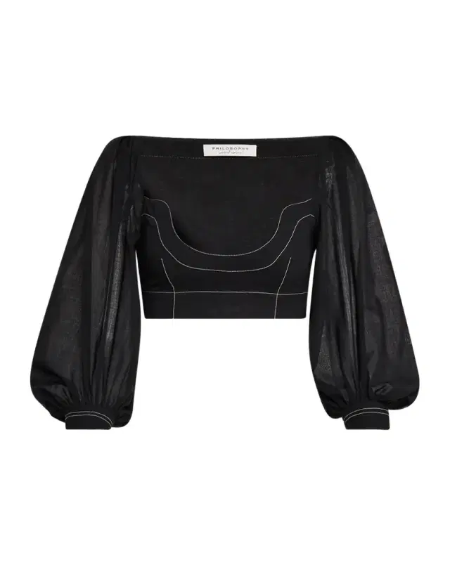 Philosophy di Lorenzo Serafini Puff-Sleeve Crop Blouse
