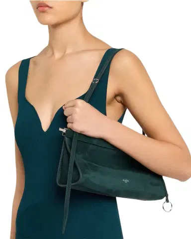 Alaïa Le Click Medium Shoulder Bag in Suede | Thumbnail 1 Alaïa Le Click Medium Shoulder Bag in Suede | Thumbnail 1