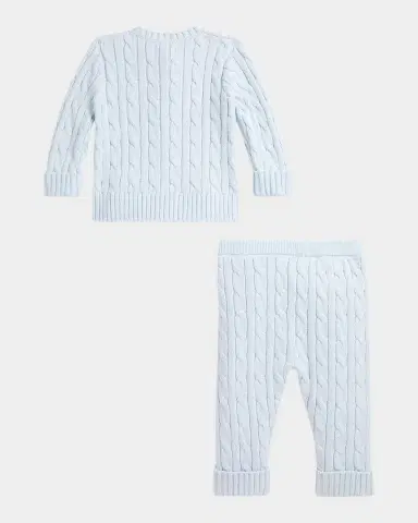 Polo Ralph Lauren Kid's Cotton Cable Knit Sweater & Pants Set | Thumbnail 2