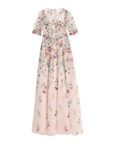 Rickie Freeman for Teri Jon Floral-Embroidered Illusion Tulle Gown | Thumbnail 1