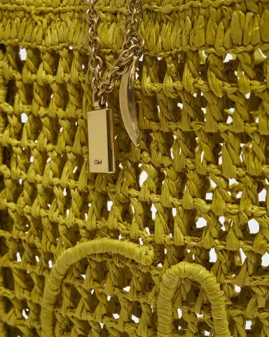Chloé Summer Banana Tote Bag in Crochet Fabric | Thumbnail 11