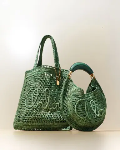 Chloé Summer Banana Tote Bag in Crochet Fabric | Thumbnail 4