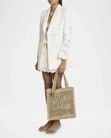 Chloé Summer Banana Tote Bag in Crochet Fabric | Thumbnail 5