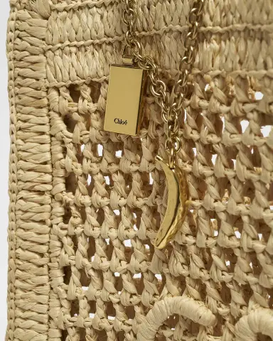 Chloé Summer Banana Tote Bag in Crochet Fabric | Thumbnail 6