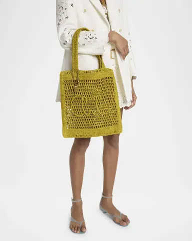 Chloé Summer Banana Tote Bag in Crochet Fabric | Thumbnail 7