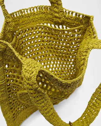 Chloé Summer Banana Tote Bag in Crochet Fabric | Thumbnail 9