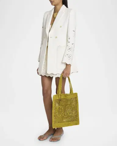 Chloé Summer Banana Tote Bag in Crochet Fabric | Thumbnail 10