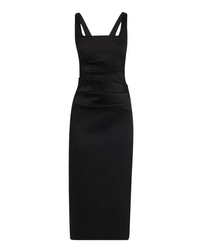 Aidan Mattox Square-Neck Stretch Mikado Midi Dress