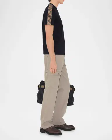 Burberry Men's Check-Trim Cotton T-Shirt | Thumbnail 4 Burberry Men's Check-Trim Cotton T-Shirt | Thumbnail 4
