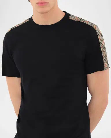 Burberry Men's Check-Trim Cotton T-Shirt | Thumbnail 6 Burberry Men's Check-Trim Cotton T-Shirt | Thumbnail 6