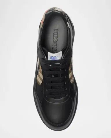Burberry Men's Terrace Leather and Check Low-Top Sneakers | Thumbnail 3