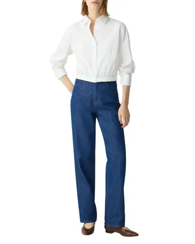 Theory Fixed-Sleeve Poplin Top
