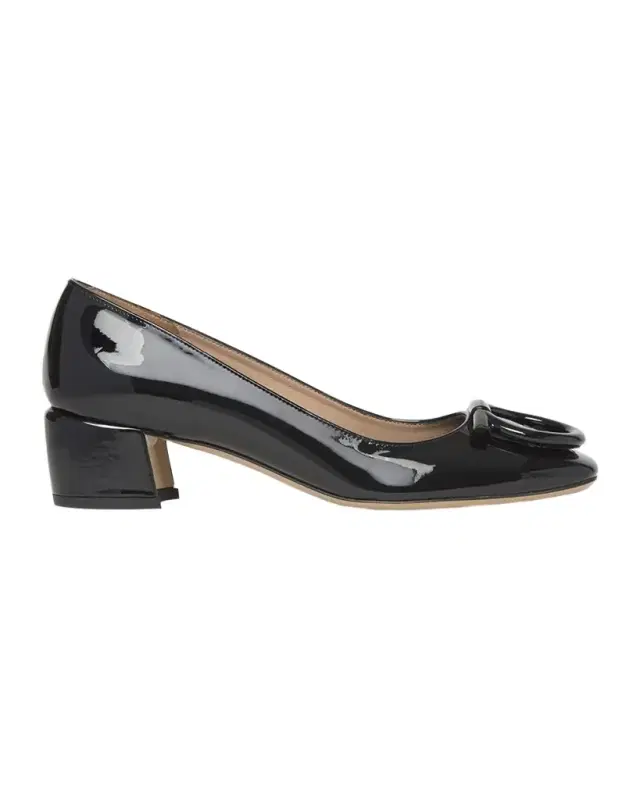Ferragamo Mara Patent Gancini Block-Heel Pumps