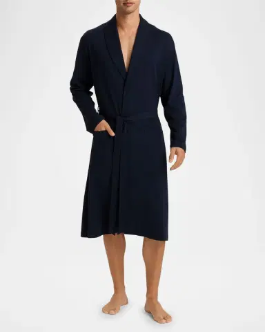 Hanro Men's Night Day Interlock Cotton Robe | Thumbnail 2