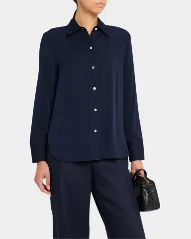 Vince Classic Button-Front Blouse | Thumbnail 4