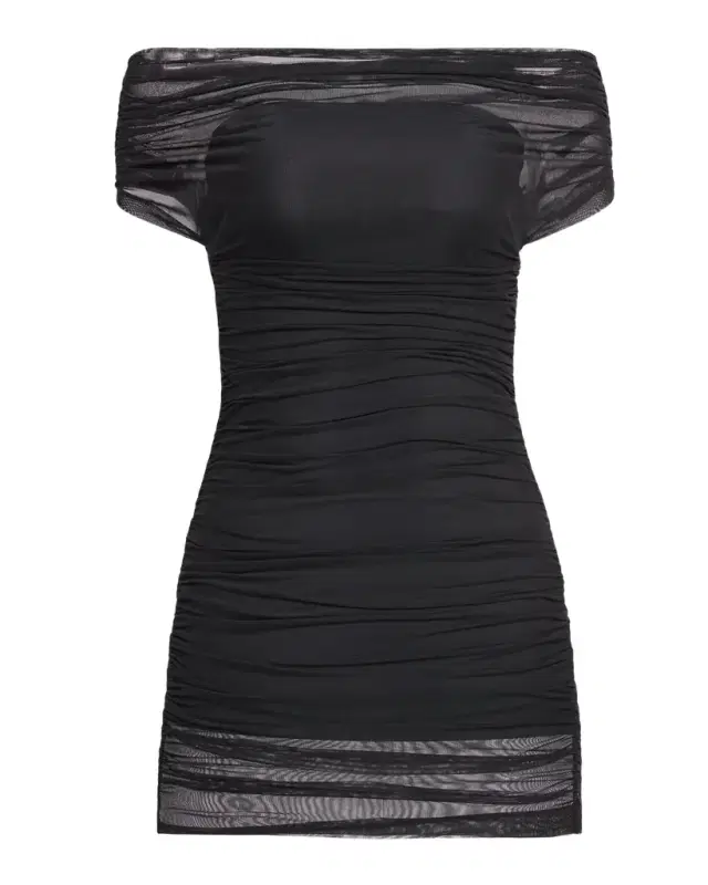 SEROYA Bella Ruched Mesh Mini Dress