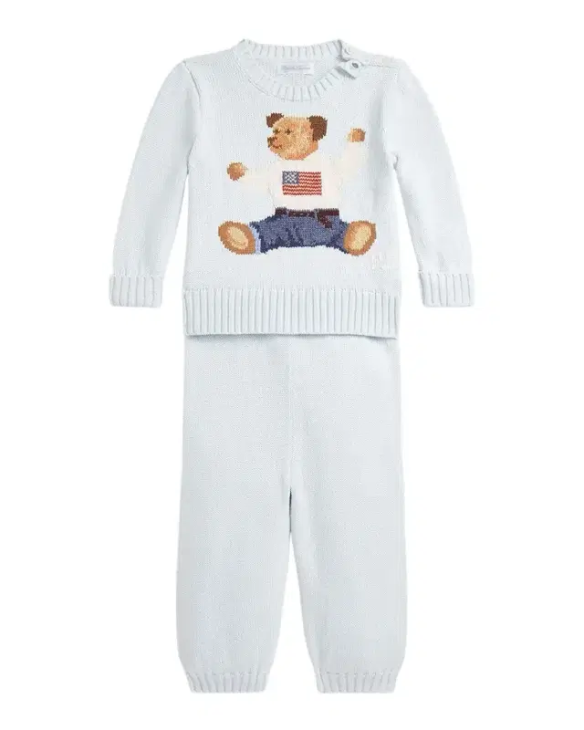 Boy 's Flag Bear Intarsia Knit Sweater and Pants Set, Size 3M-24M