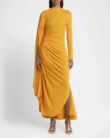 Bottega Veneta Draped Matte Viscose Jersey Cape Maxi Dress | Thumbnail 2 Bottega Veneta Draped Matte Viscose Jersey Cape Maxi Dress | Thumbnail 2