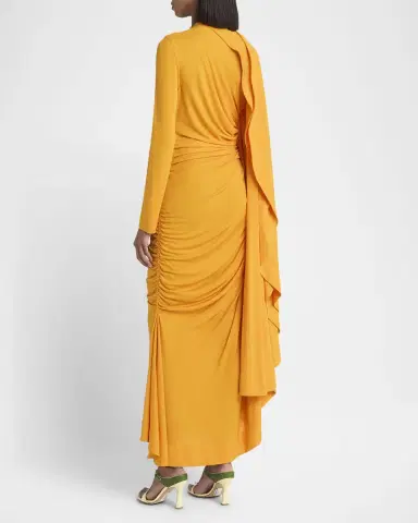 Bottega Veneta Draped Matte Viscose Jersey Cape Maxi Dress | Thumbnail 3 Bottega Veneta Draped Matte Viscose Jersey Cape Maxi Dress | Thumbnail 3
