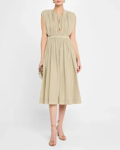 Philosophy di Lorenzo Serafini Plunging Gathered Midi Dress | Thumbnail 2 Philosophy di Lorenzo Serafini Plunging Gathered Midi Dress | Thumbnail 2