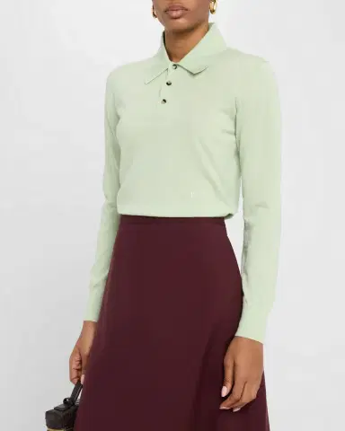 Bottega Veneta Long-Sleeve Fine Cashmere Polo Sweater | Thumbnail 4 Bottega Veneta Long-Sleeve Fine Cashmere Polo Sweater | Thumbnail 4